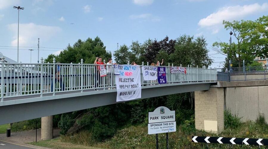 GMB Trade Union - GMB nurses stage Sheffield banner protest over real-terms pay cut
