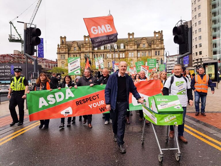 GMB - Thousands of Asda workers vote in favour of strike action in pay ballot