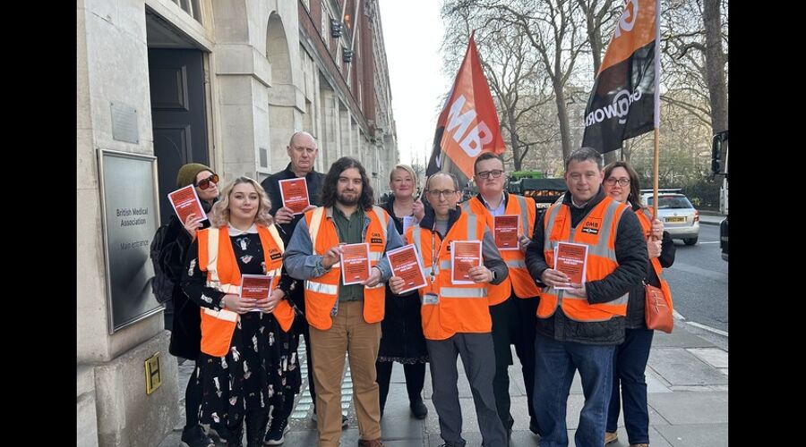 GMB Trade Union - Staff protest outside BMA as pay row escalates