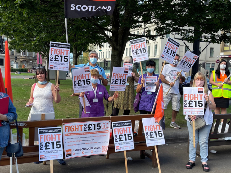 GMB - Care workers rally at Holyrood to “fight for fifteen”