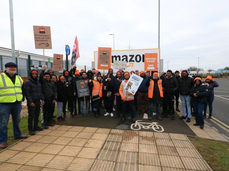 GMB - Mass rally outside Amazon Coventry amid weeklong strike