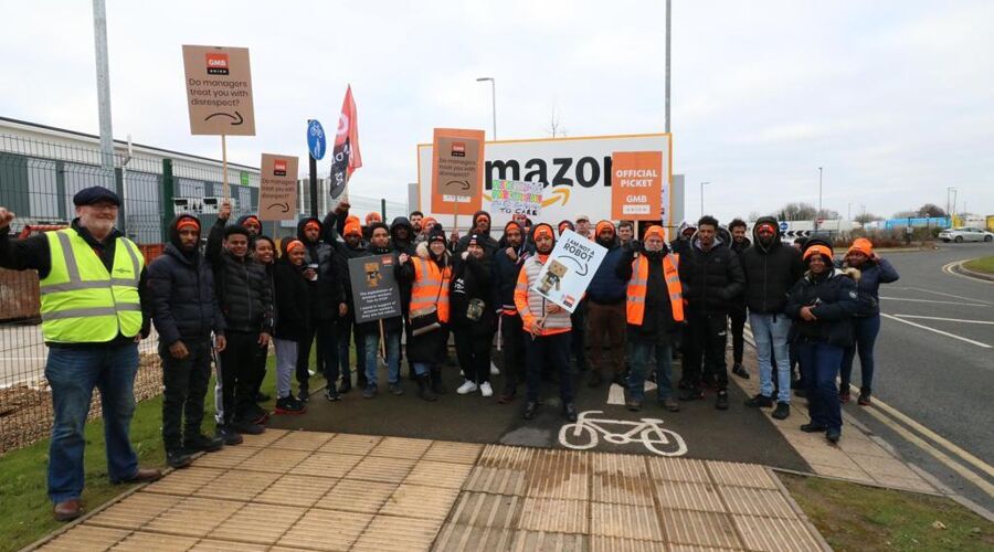 GMB Trade Union - Mass rally outside Amazon Coventry amid weeklong strike